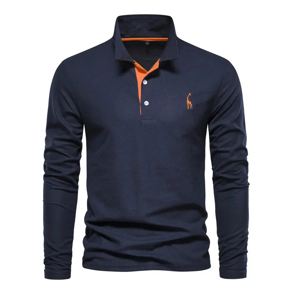 Men's Long Sleeve Classic Style Polo Shirt